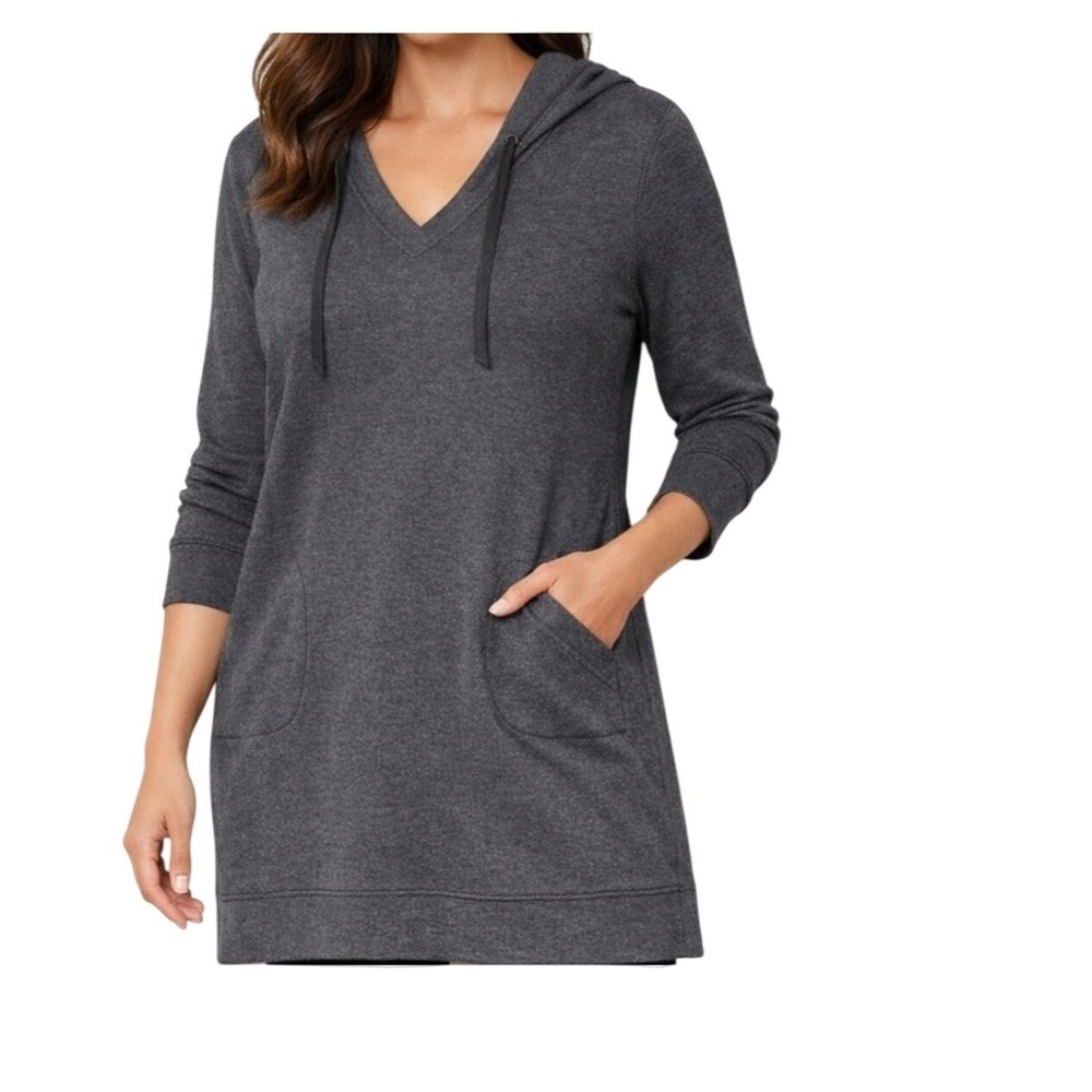 Soho New York & Company Street Gray Heathered V-Neck Hoodie‎ Dress Small